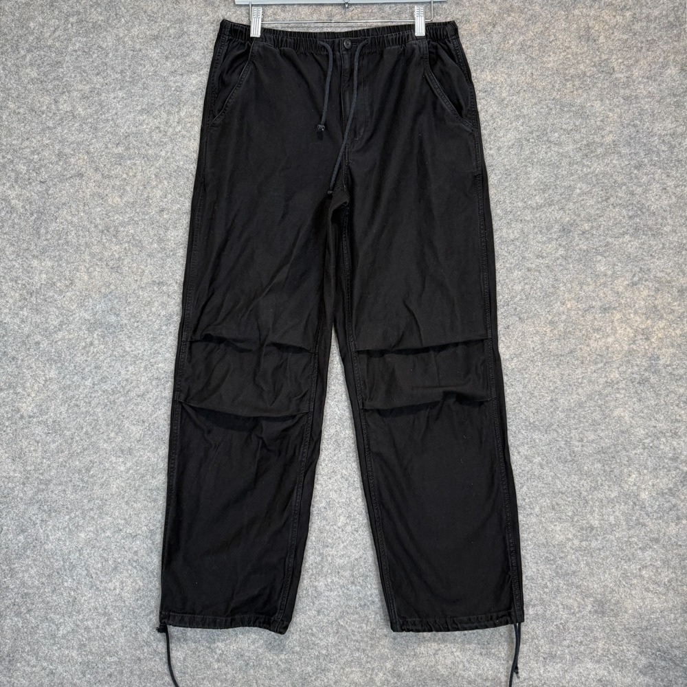 TNA Aritzia Canvas‎ Chino Pants Womens Medium Black Drawstring Stretch Black